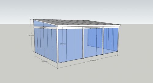 Terrasendach mit SF25 Ganzglas-Schiebewände